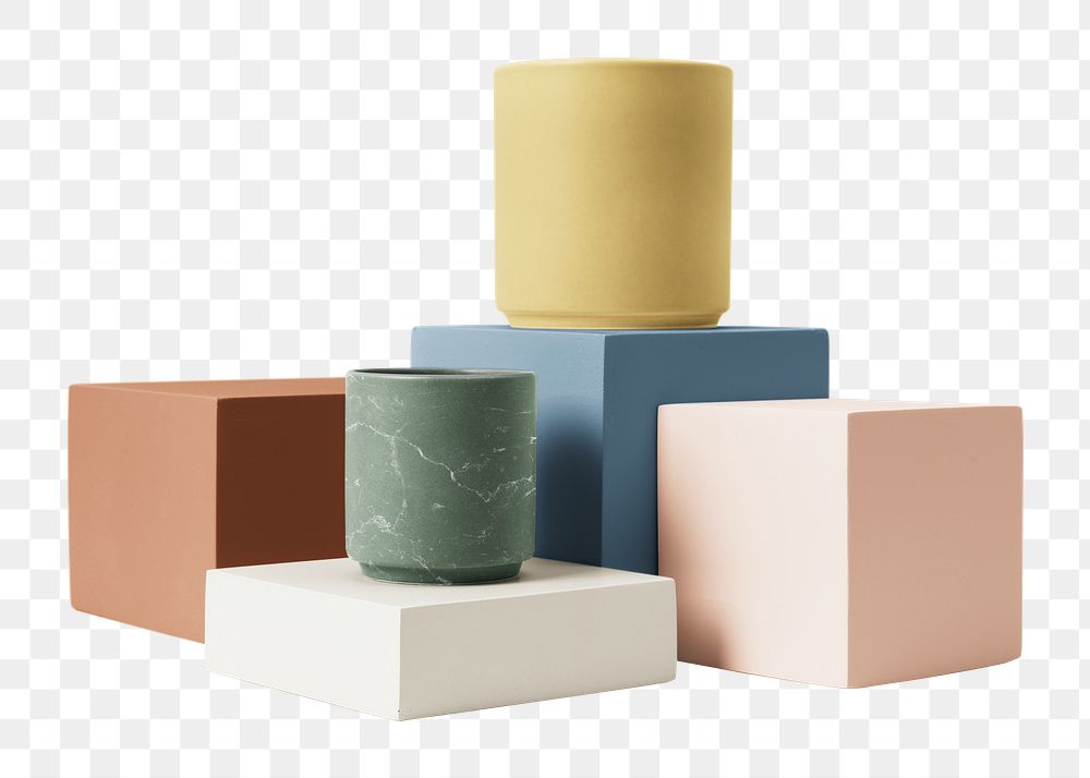 Japanese tea cup png, pastel product podiums