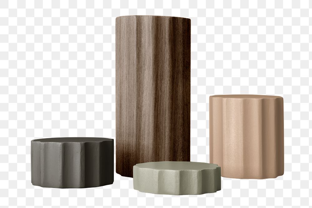 Earth tone  product podiums png, isolated object design set, transparent background
