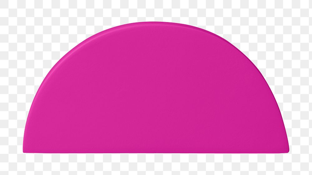 Pink semicircle png, geometric design element, isolated object design