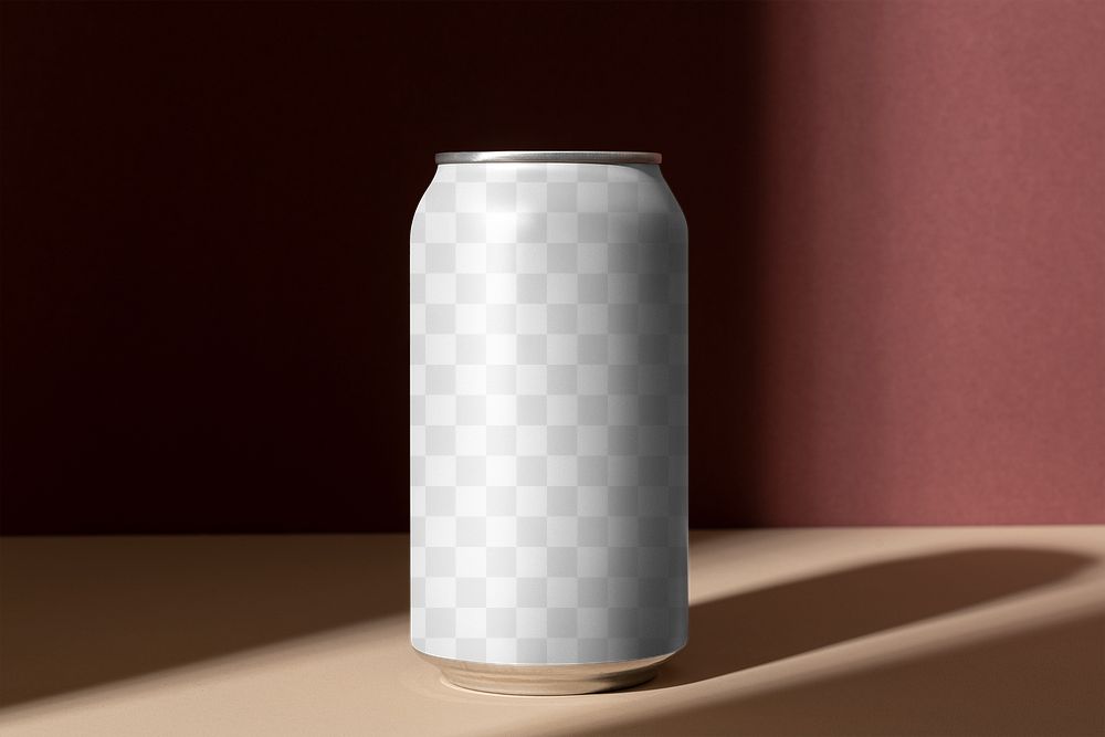 Can mockup png transparent, soda beverage product packaging design