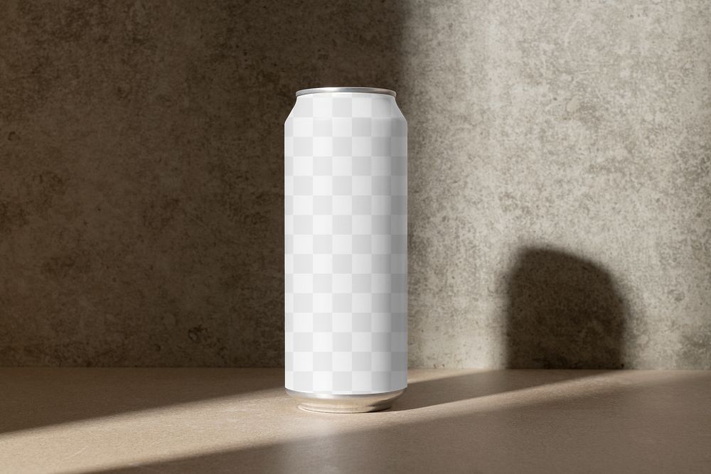 Can mockup png transparent, beverage product packaging design