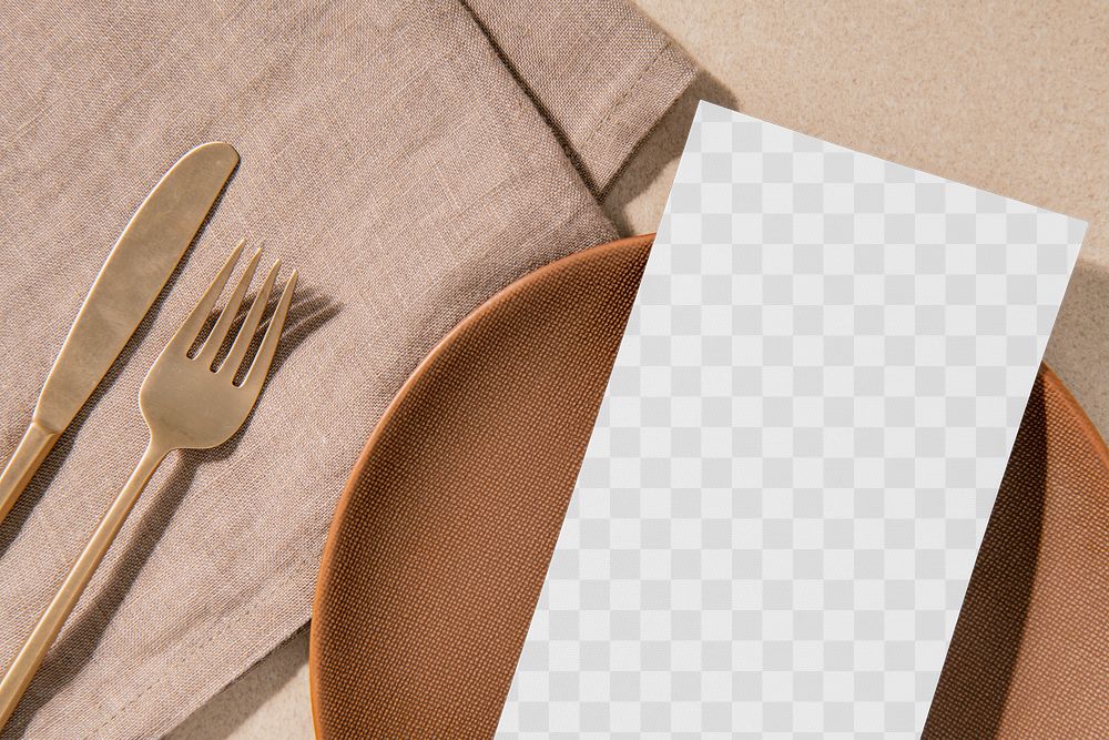 Menu card png mockup, restaurant business branding