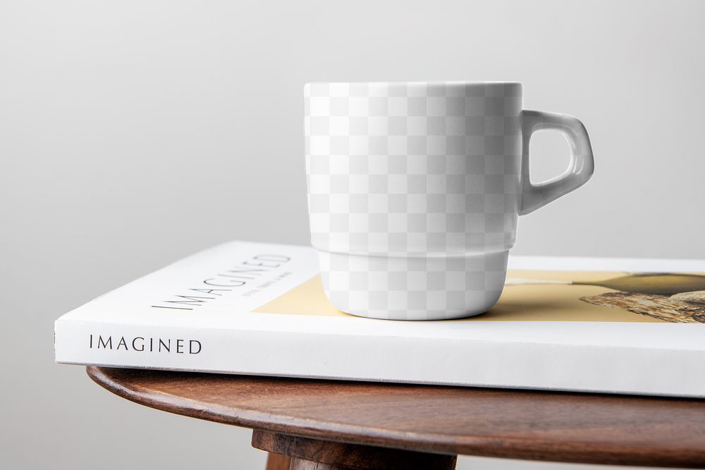 Ceramic mug png mockup, minimal utensil design