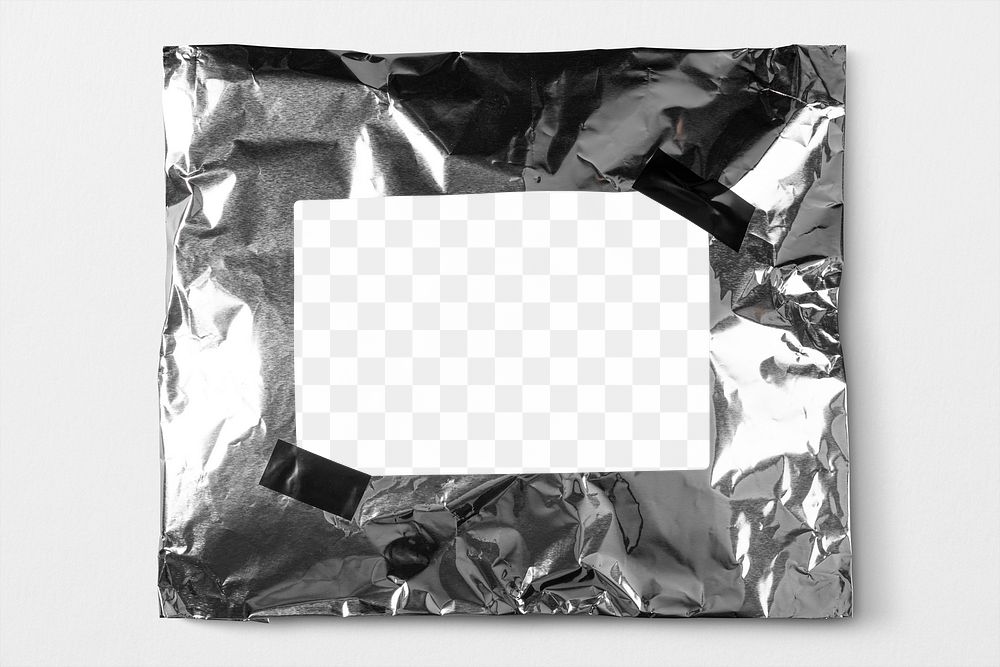 Shipping label mockup png transparent, silver mailer bag