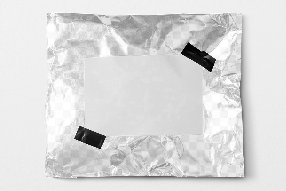 Mailer bag png mockup transparent, silver shipping product packaging design