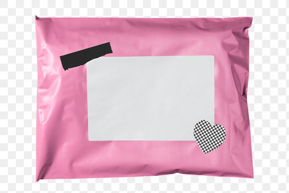 Pink mailer bag png, shipping packaging design