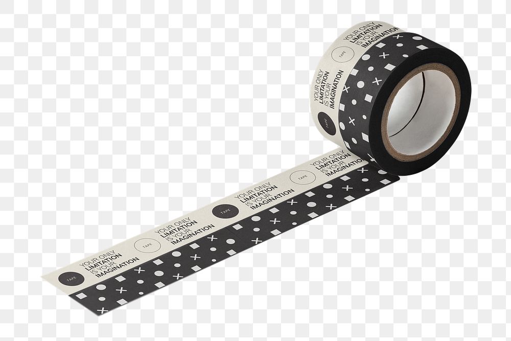 Tape rolls png, black and white journal sticker, collage element, transparent background