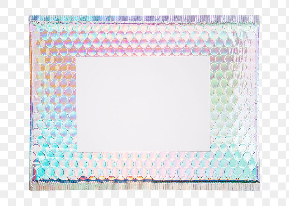 Iridescent bubble mailer png, shipping packaging design, transparent background