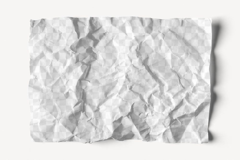 Crumpled paper png mockup, transparent background 