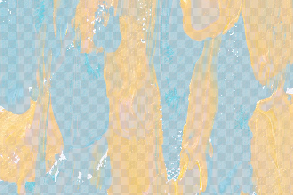 Canvas texture png, yellow and blue paint, transparent background