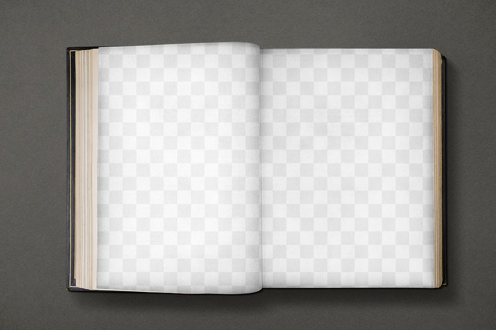 Antique book png mockup, transparent pages