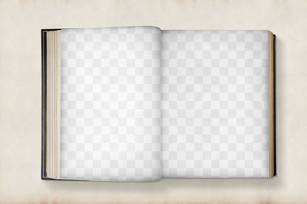 Antique book png mockup, transparent pages