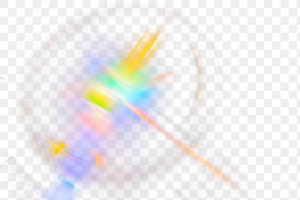 Prism lens flare png rainbow beam overlay effect on transparent background