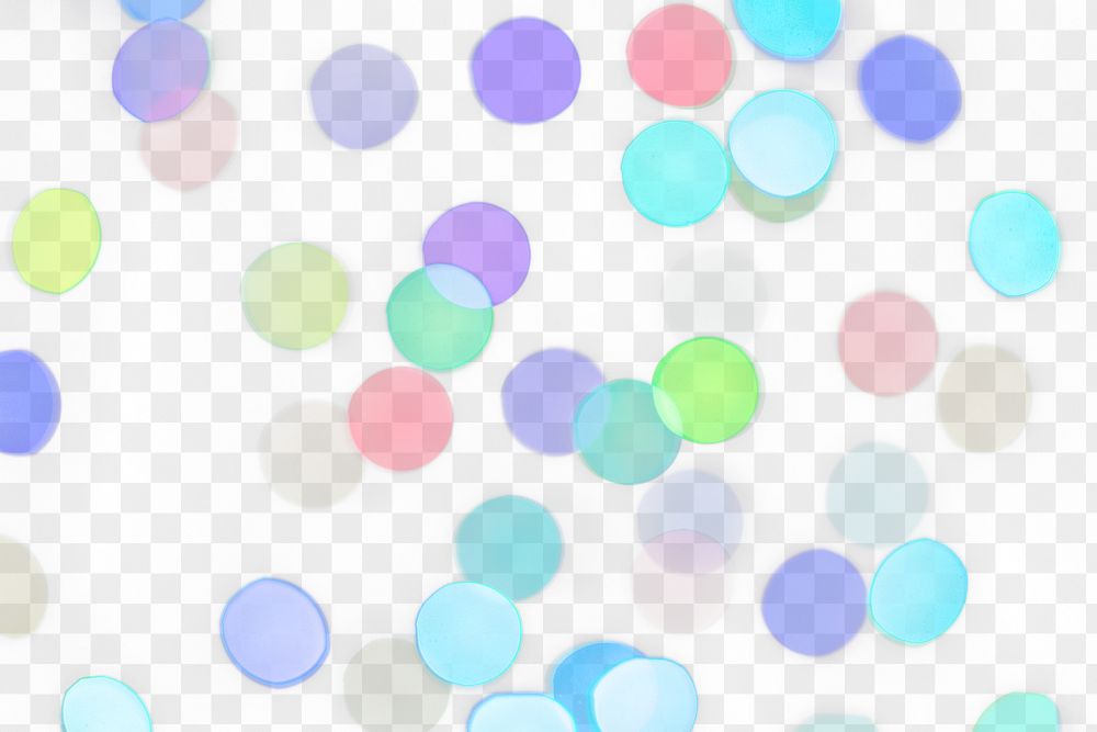 Colorful glitter png bokeh confetti overlay on transparent background