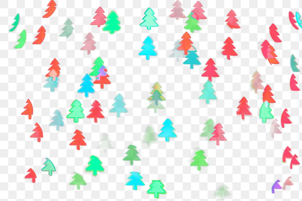 Green glitter Christmas tree png bokeh overlay sequin confetti on transparent background 