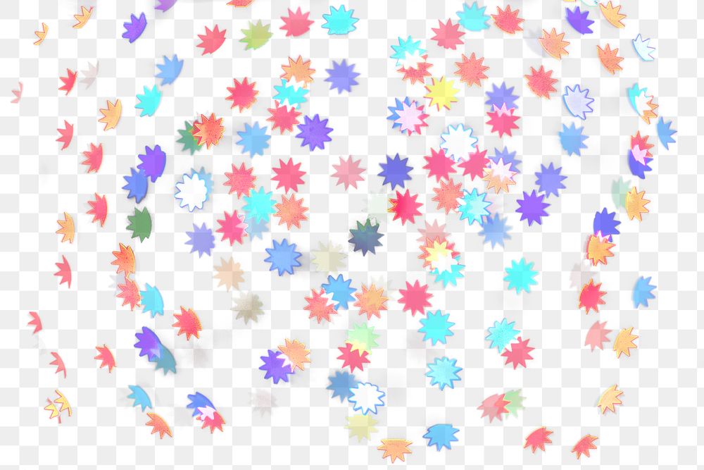 Glitter polygon star png bokeh sequin confetti on transparent background