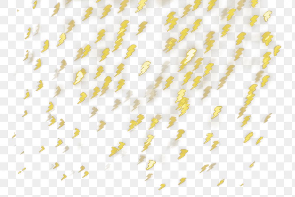 Gold glitter lightning png bokeh sequin confetti on transparent background
