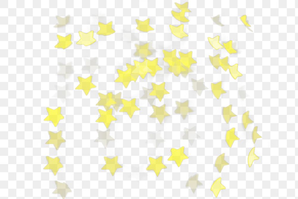 Gold glitter star png bokeh sequin confetti on transparent background