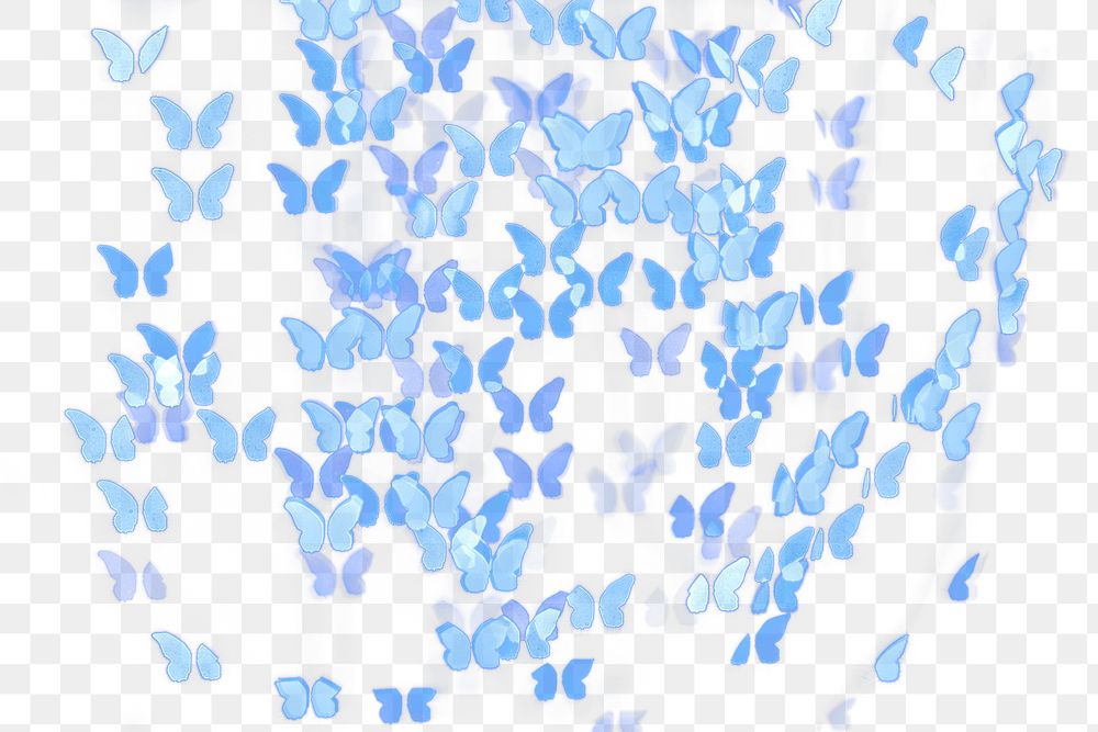 Blue glitter butterfly png bokeh sequin confetti on transparent background