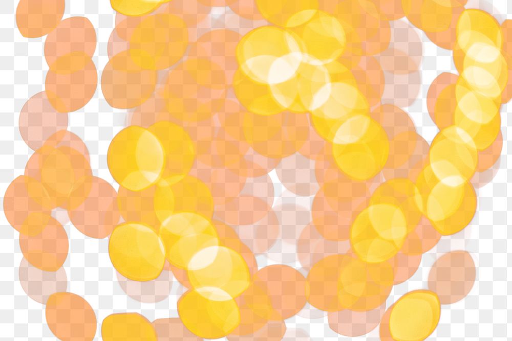 Gold glitter png bokeh confetti overlay on transparent background