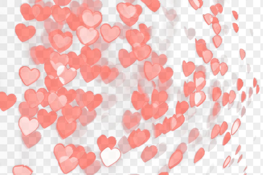 Red heart glitter star png bokeh sequin confetti on transparent background