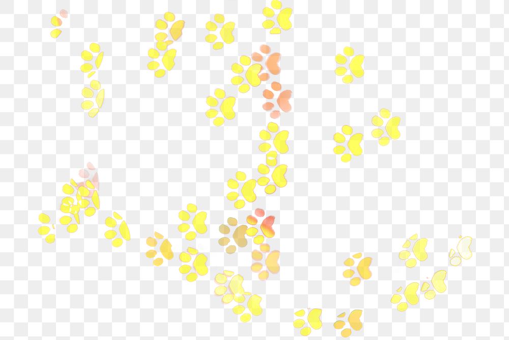 Gold glitter dog paw png bokeh sequin confetti on transparent background