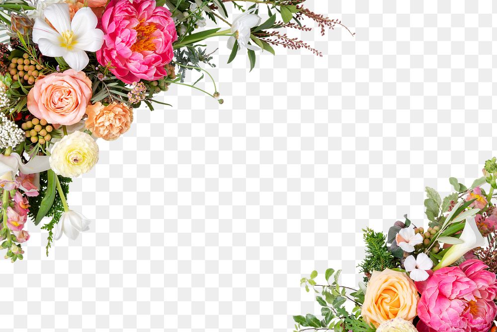 PNG colorful flower border sticker