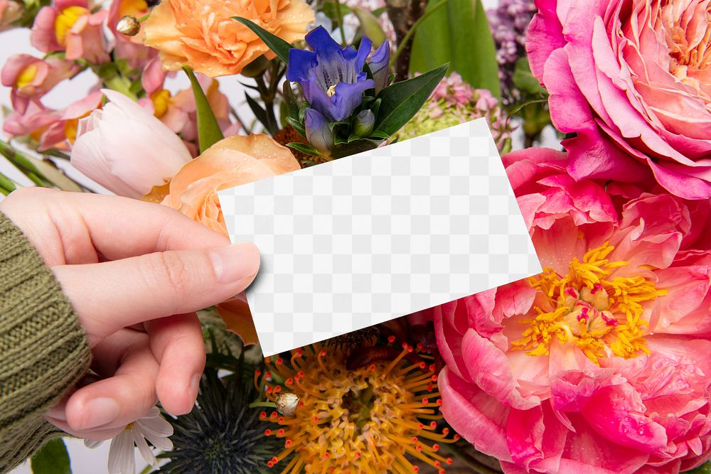 PNG business card mockup, flower shop, corporate identity