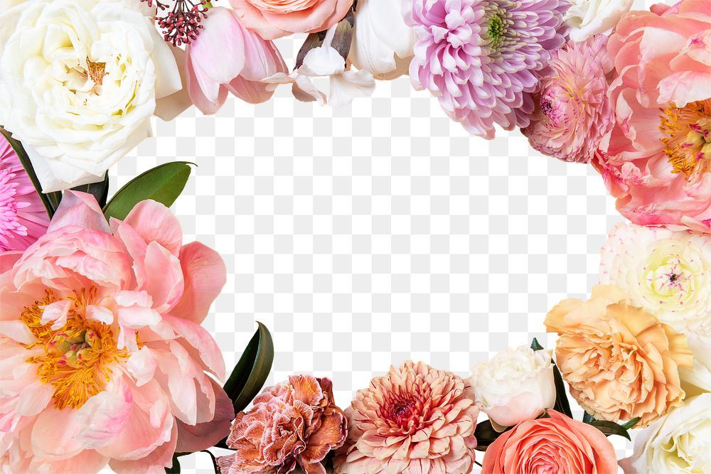 PNG flower frame, transparent background