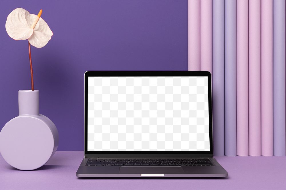 Laptop screen png mockup, aesthetic artwork showcase