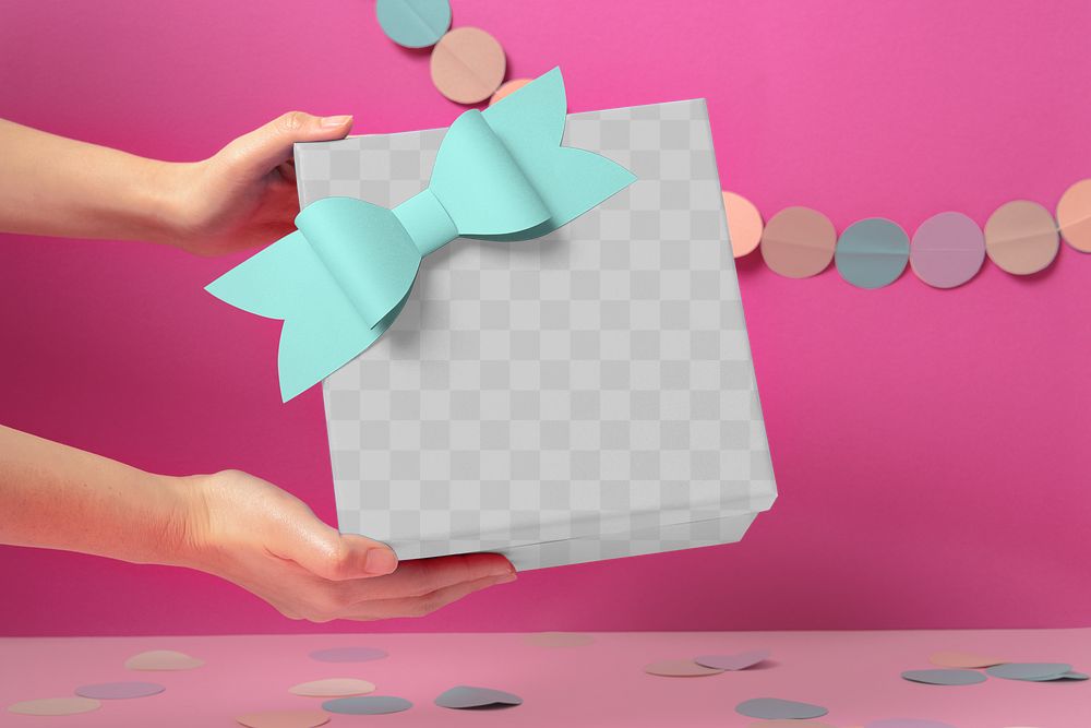 Gift box png mockup, feminine packaging