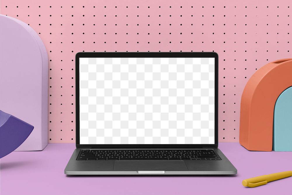 Laptop screen png mockup, aesthetic artwork showcase