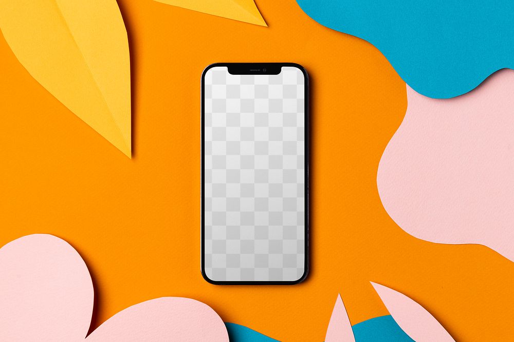 Smartphone screen png mockup, transparent tropical design