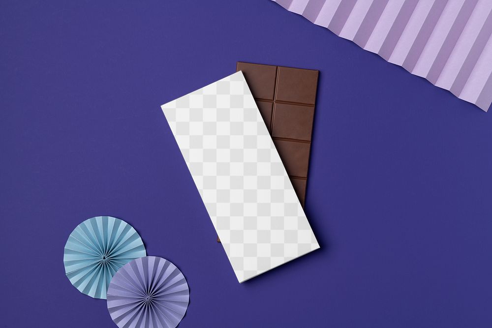 Chocolate bar png mockup, food packaging, transparent design