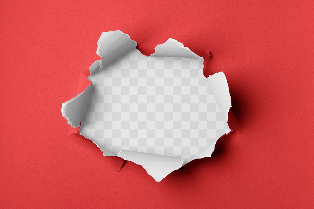 Paper hole png, transparent background, red colorful design