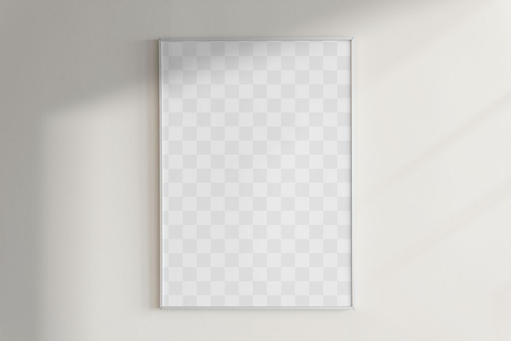Frame mockup png on a wall with natural light