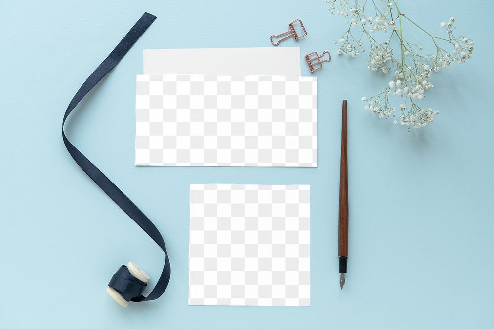 Paper notes mockup on a blue background