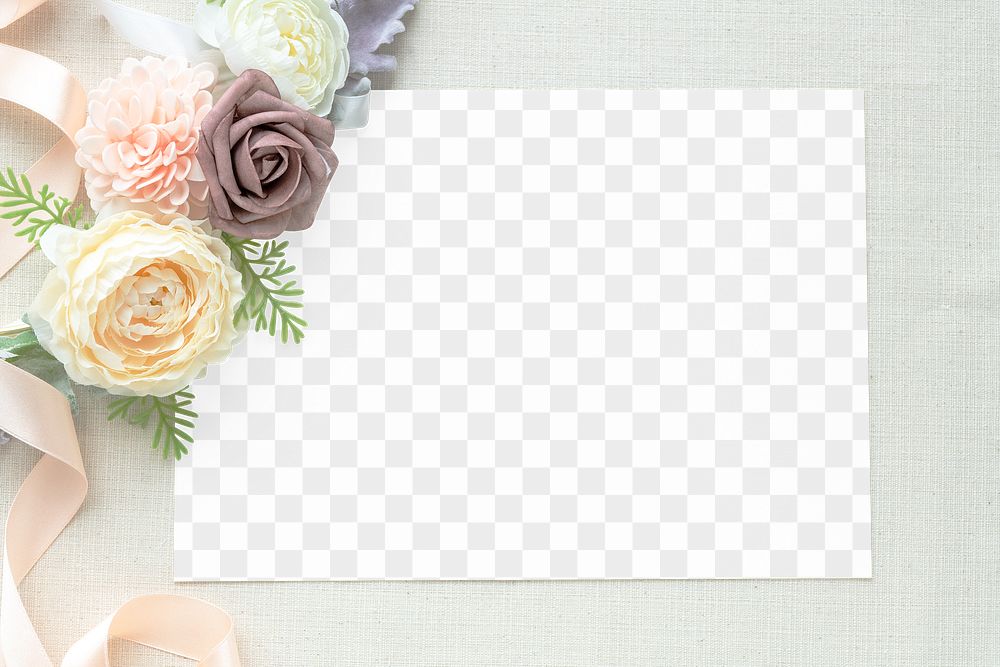 Blank card mockup decorated with flowers