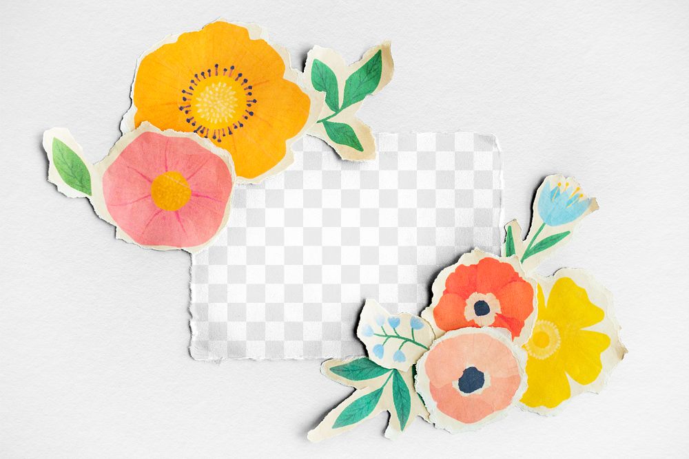 Blank card mockup with paper craft flowers