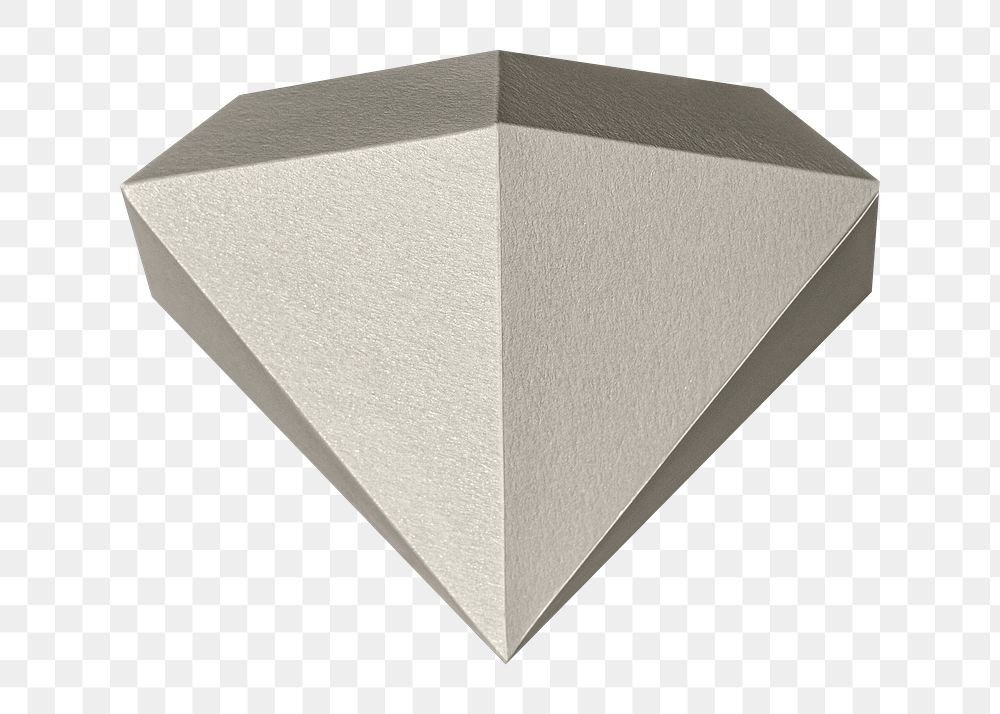 3D gray diamond shaped paper craft design element