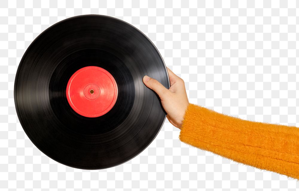 Woman holding a vinyl record design element 