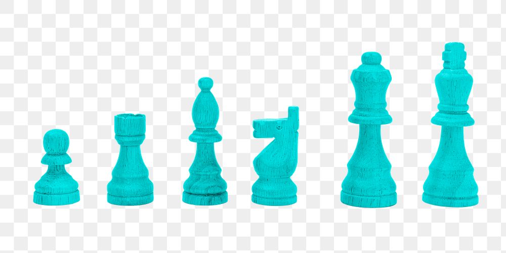 Turquoise wooden chess pieces design element
