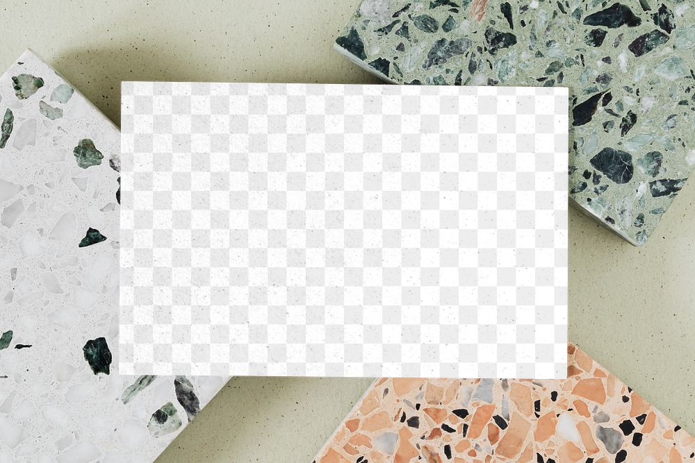 Blank name card on a granite cube transparent png