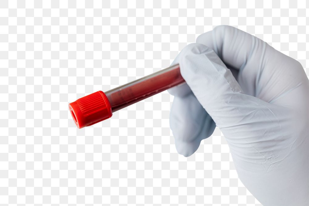 Doctor holding a blood test tube during coronavirus pandemic transparent png