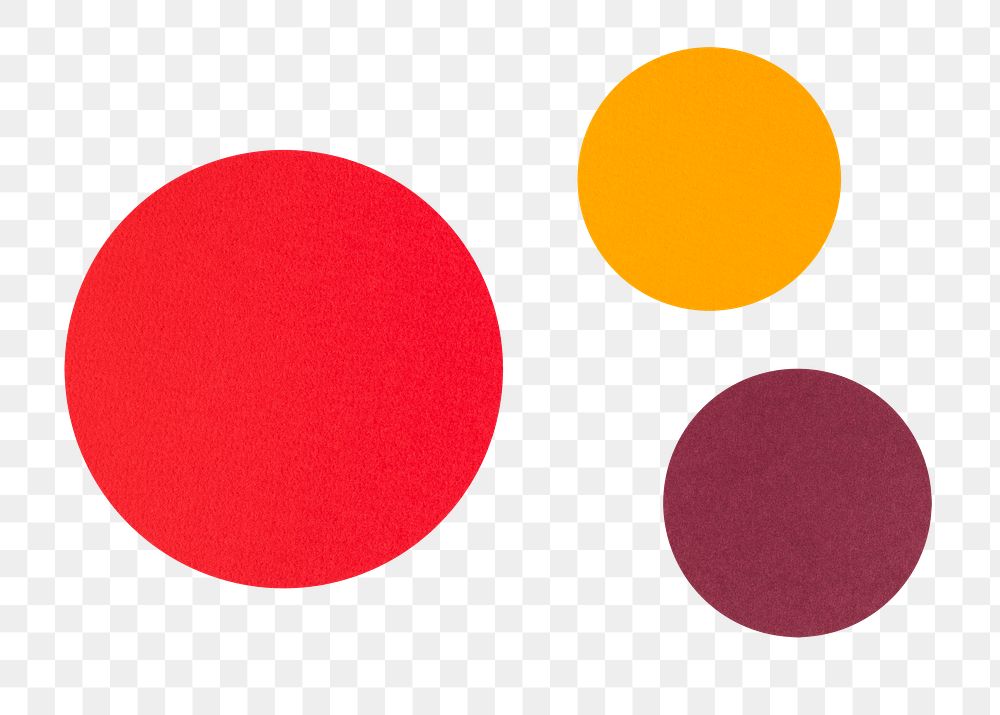 Red yellow and purple bubble paper craft elements transparent png