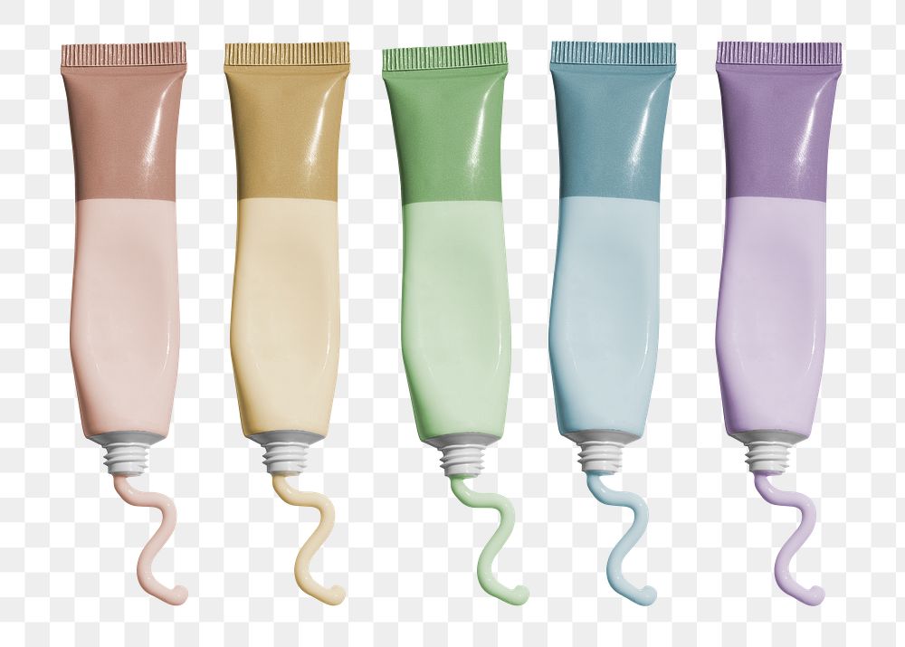 Collection of unlabeled colorful beauty care tube design element