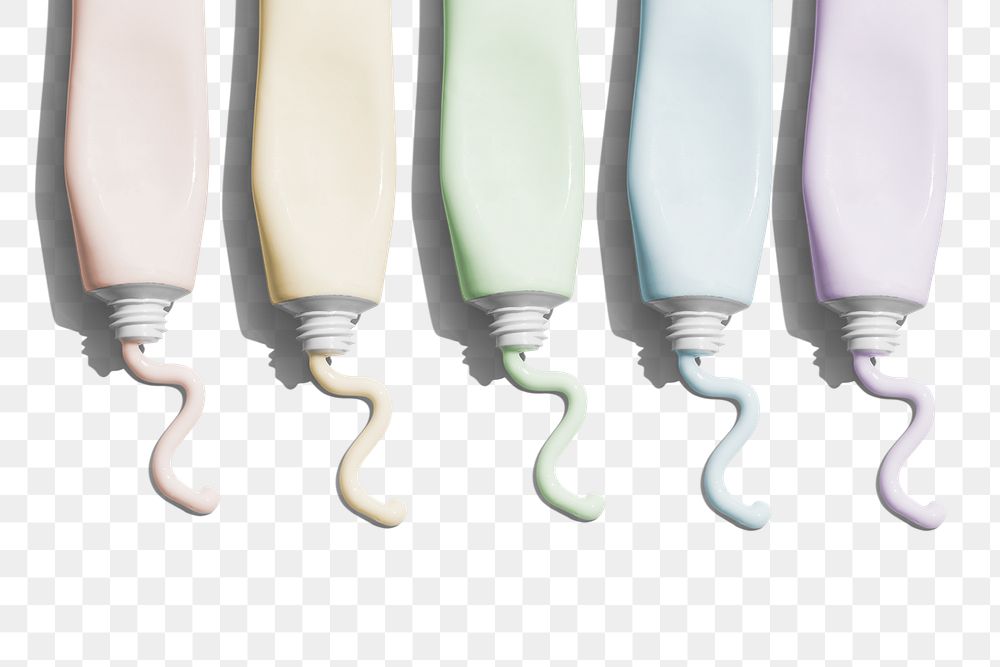 Collection of unlabeled pastel beauty care tube design element