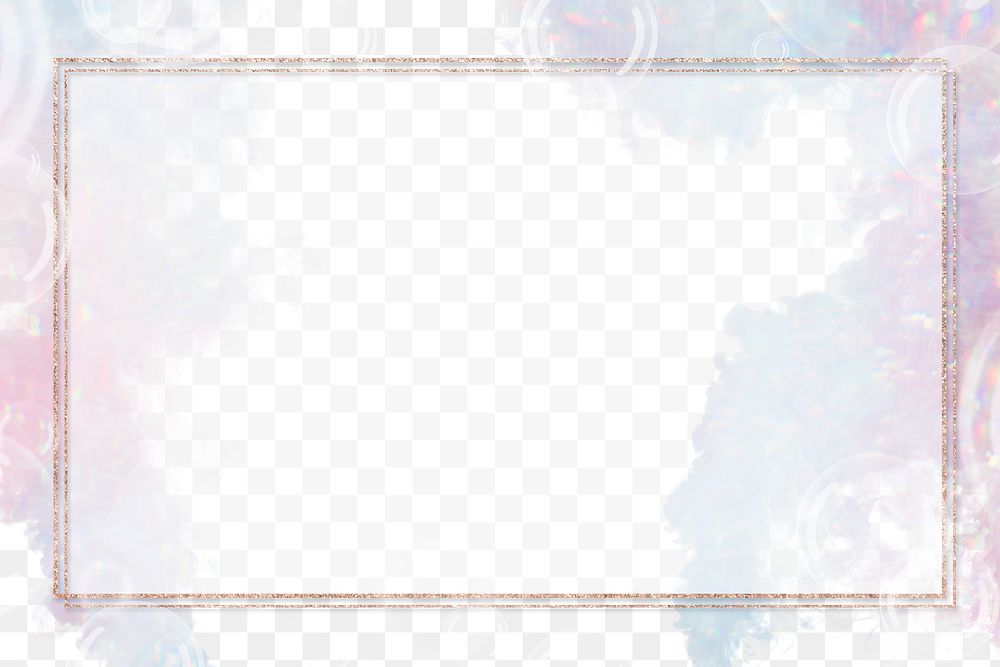 Glittery rectangle frame on a pastel soap bubble background design element