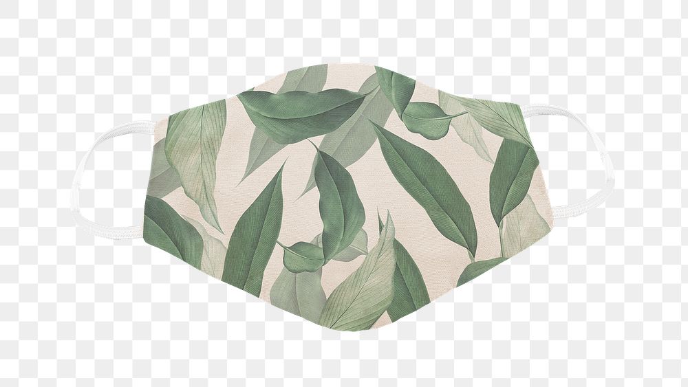 Green leaves pattern fabric mask design element