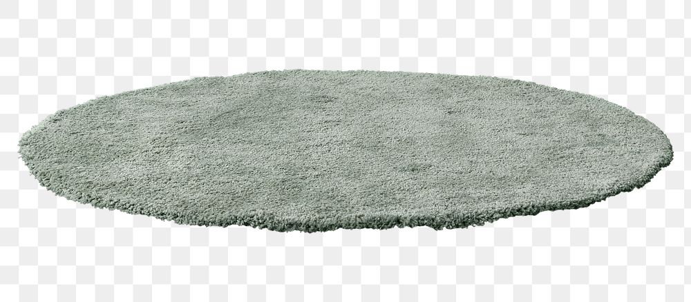 Gray fluffy rounded shape floor carpet design element